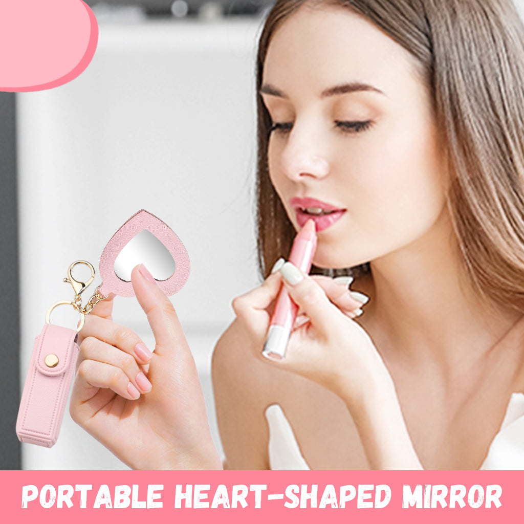 MAYCREATE Lipstick Holder Keychain, PU Lipstick Case Holder Key Chain with Heart Shape Mirror, Portable Chapstick Keychains Sleeve, Travel Lip Balm Organizer for Women Girls (Pink) MAYCREATE Lipstick Holder Keychain, PU Lipstick Case Holder Key Chain with Heart Shape Mirror, Portable Chapstick Keychains Sleeve, Travel Lip Balm Organizer for Women Girls (Pink)